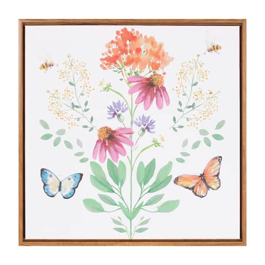Melrose 15" x 15" Framed Floral & Butterfly Wall Art